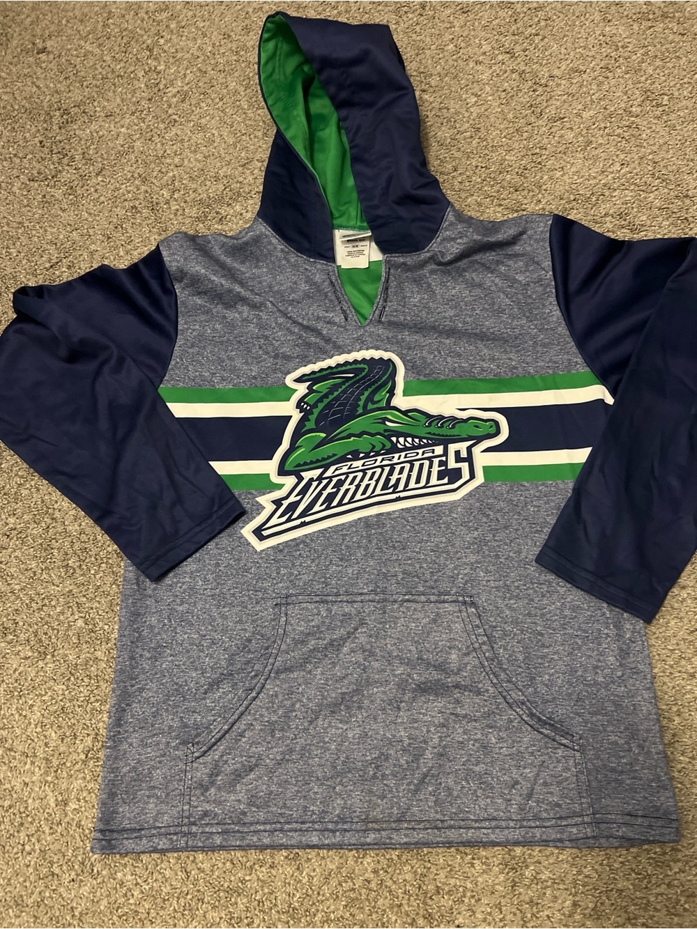 Men Navy & Green Hoodie Top